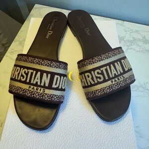 Christian Dior Brown Slide Sandals